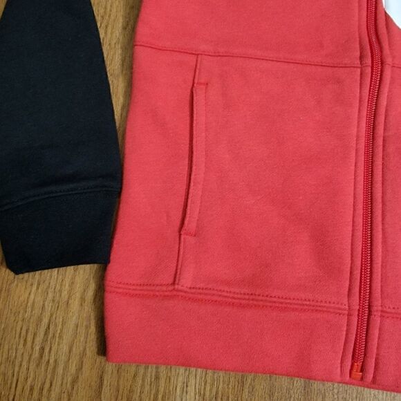 Nike Sportswear NSW Jacket Hoodie Black Red White Club Fleece Unisex Kids Size 7 - Picture 7 of 8